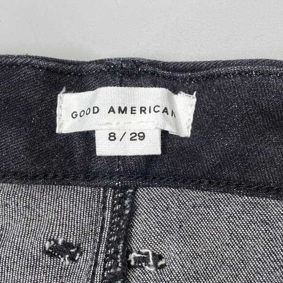 NEW GOOD AMERICAN Women's Good Legs Straight Jeans Black Size 8/29 Mid Rise - Picture 5 of 8